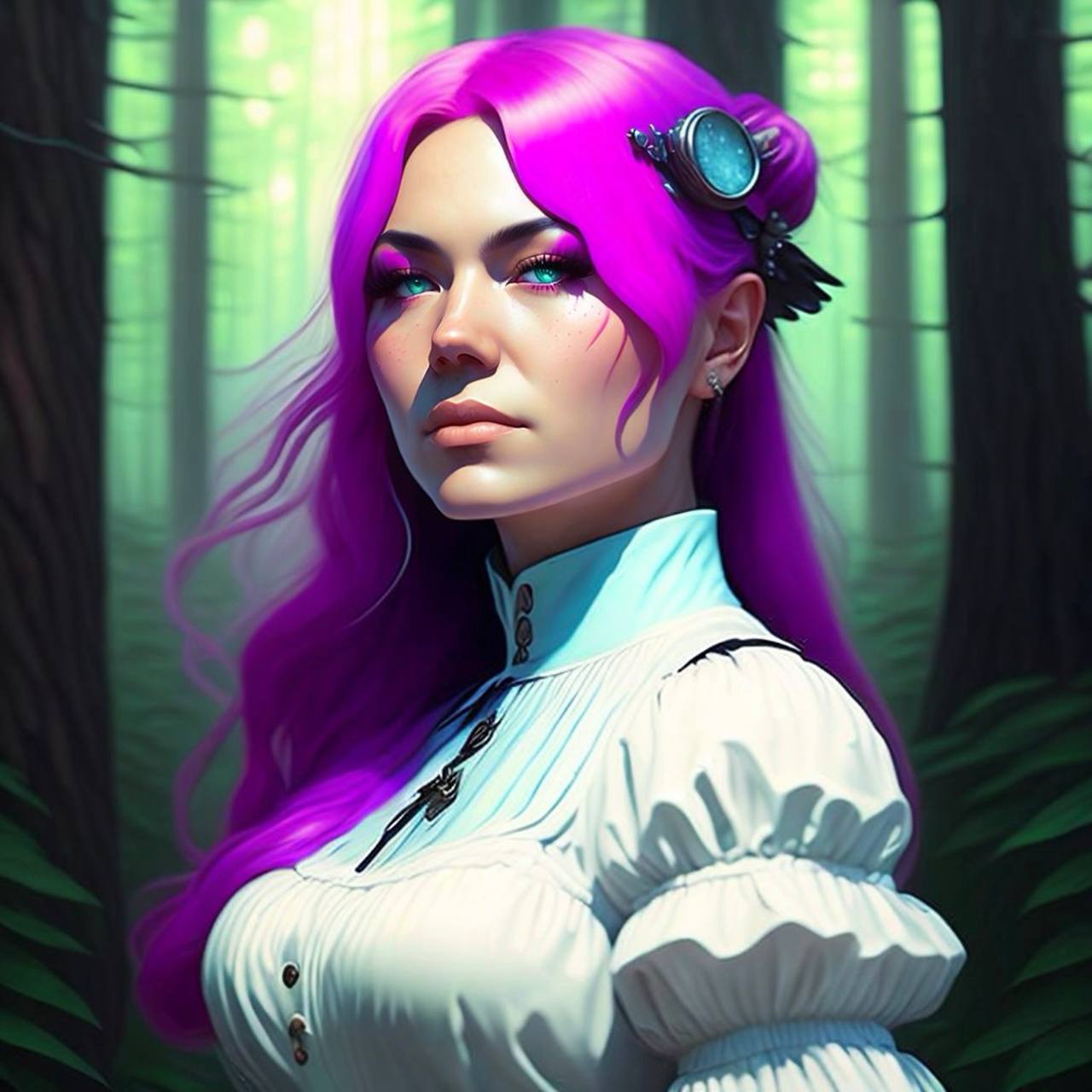 Magenta cyber fantasy i skov