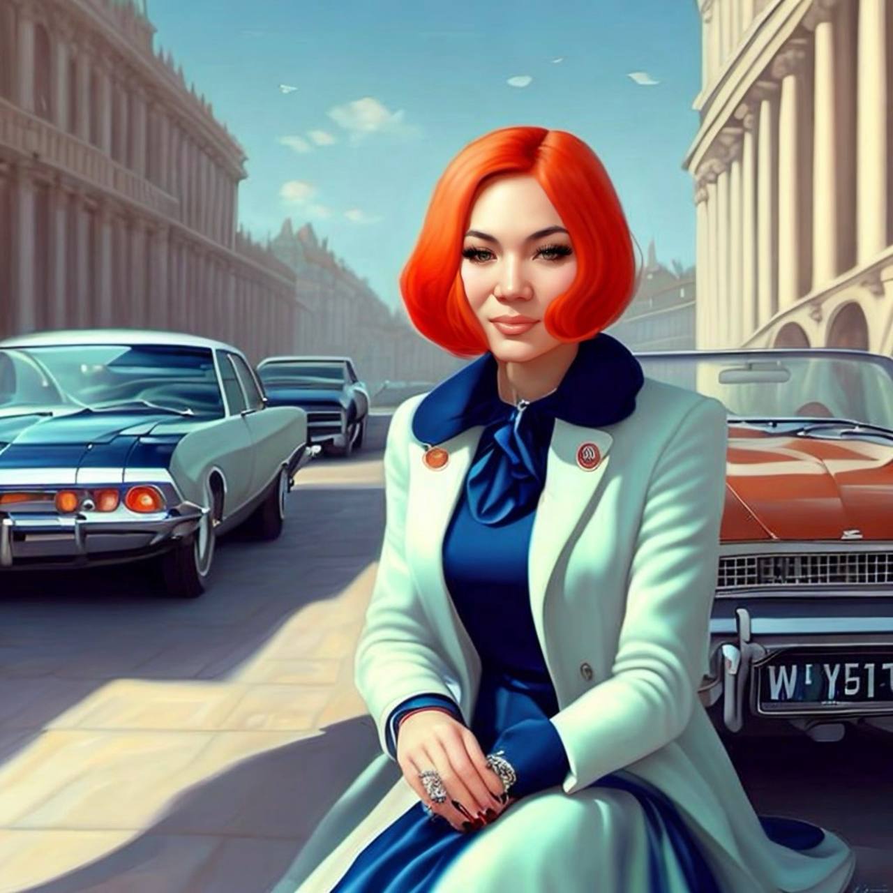 Retro orange bob classic cars