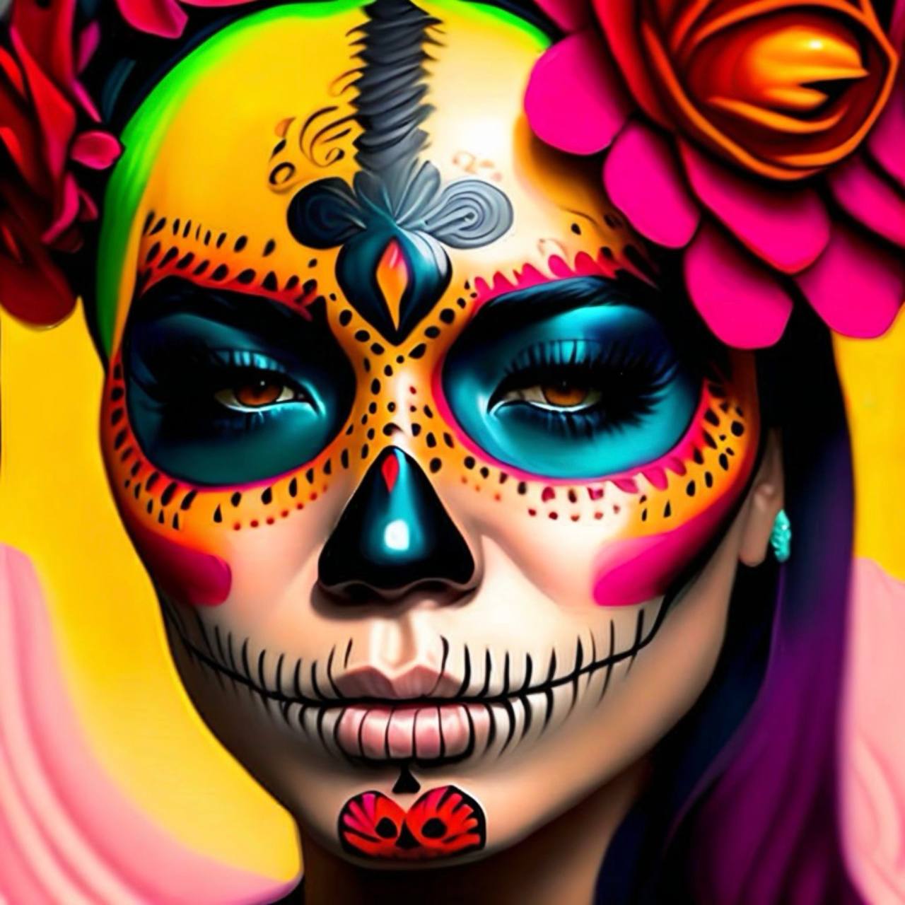 Sugar skull floral closeup